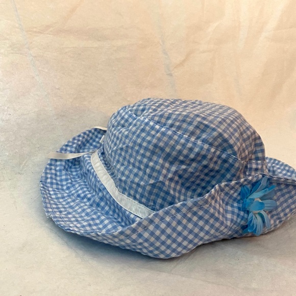Blue and White check Girls Hat Size 5 NWOT - Picture 3 of 7